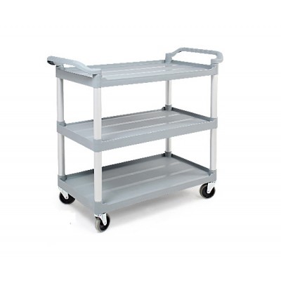 塑料餐車灰色圓管三層小號特厚款